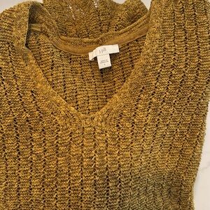 J. Jill Yellow V-Neck Sweater with Ribbed Texture